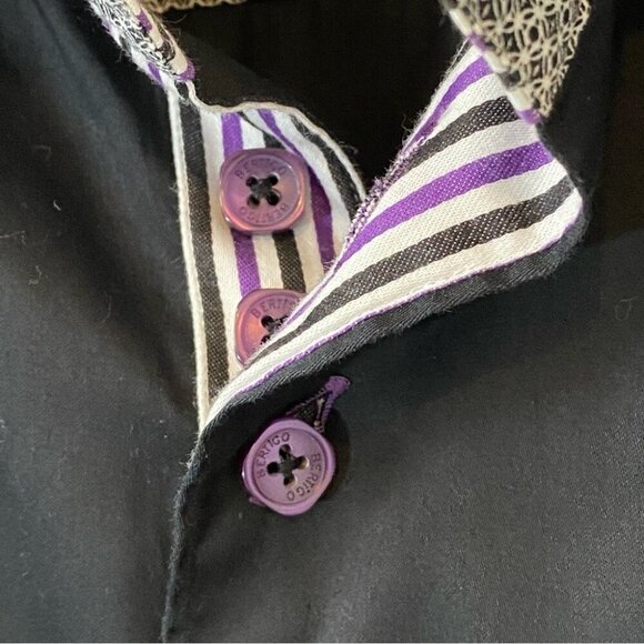 Bertigo High End Modern fit Design Black and Purple 100% Cotton Wide Cuffs XXL - Picture 15 of 16